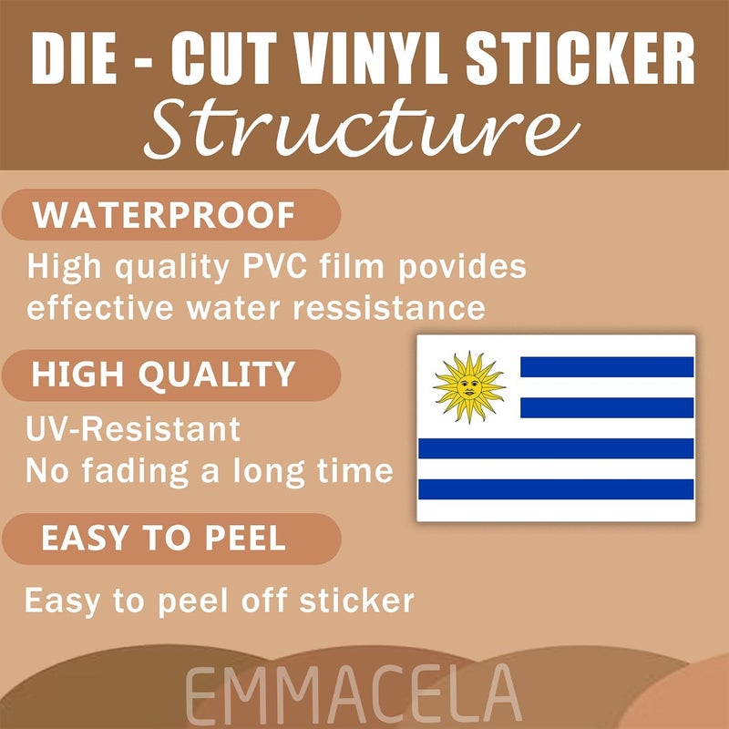 EMMACELA (3PCS) Uruquay Flag stickers, Countries Flag Stickers - Waterproof Vinyl Decals For Laptops, Tumblers, Water Bottles, Books, Scrapbooks, Size 3 x 2 Inch - Image 3